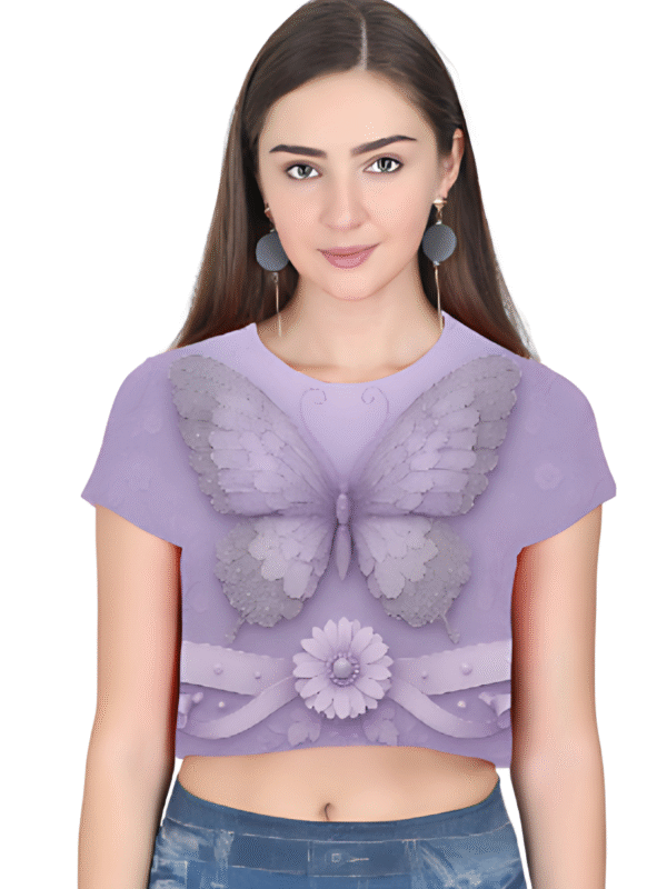 Vintage Butterfly (Lavender) Crop Top - Image 2