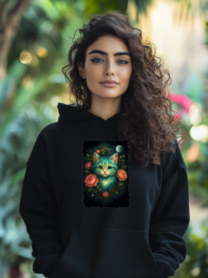 Floral Cat Oversized Hoodie