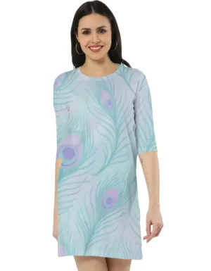 Peacock Feathers T-Shirt Dress