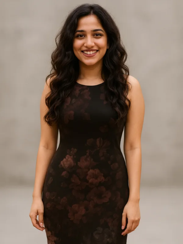Black Floral Bodycon Dress