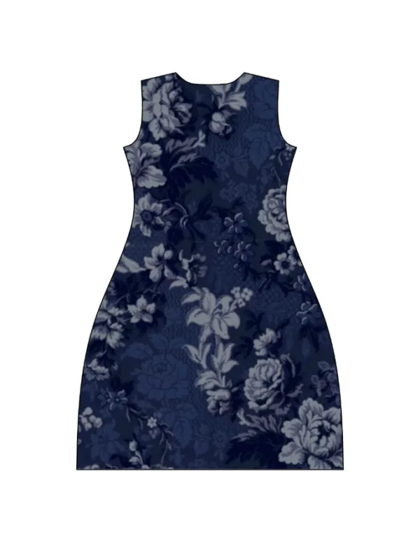 Blue Floral A-Line Dress - Image 4