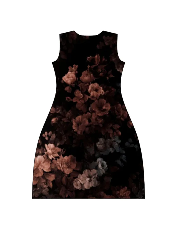 Black Floral A-Line Dress - Image 4