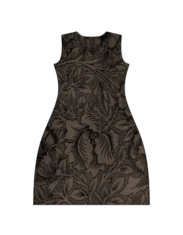 Brown Floral A-line Dress - Image 2