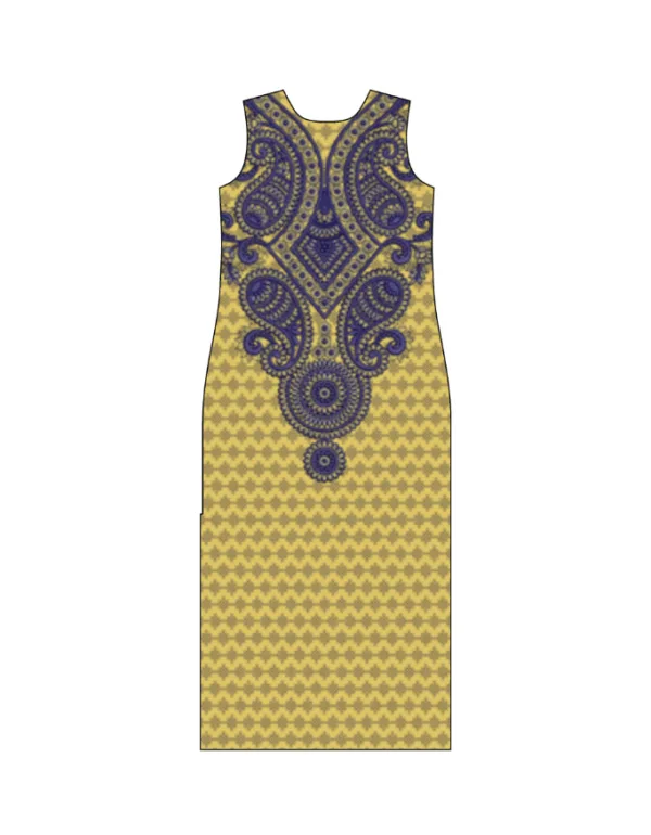 Yellow Print Bodycon Dress - Image 3