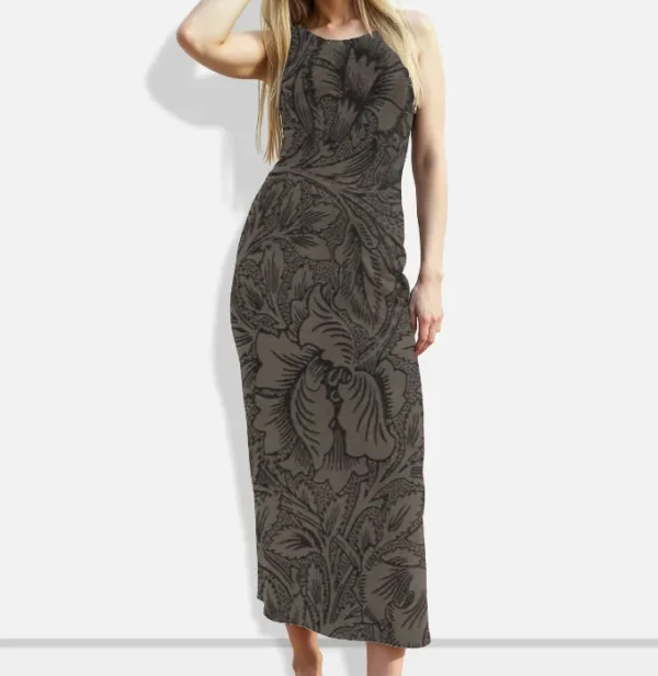 Brown Floral Bodycon Dress - Image 2