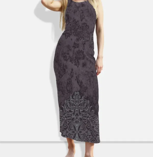 Royal Purple Print Bodycon Dress - Image 4