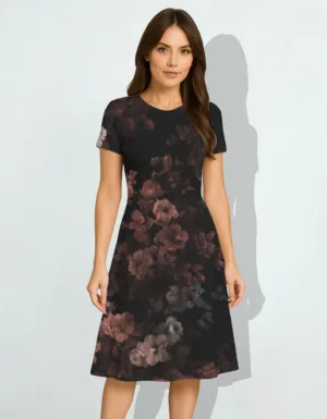 Black Floral A-Line Dress