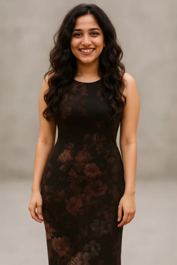 Black Floral Bodycon Dress - Image 5