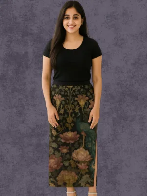 Mystic Peacock Pencil Skirt