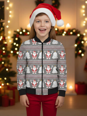 Xmas Santa Kids Unisex Bomber Jacket
