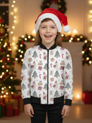 Xmas Snowman Kids Unisex Bomber Jacket