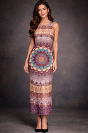 Mandala Print Bodycon Dress