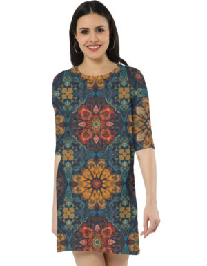 Mandala Print T-Shirt Dress