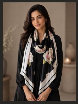 Blessed Signature Scarf – Black Regal Bloom