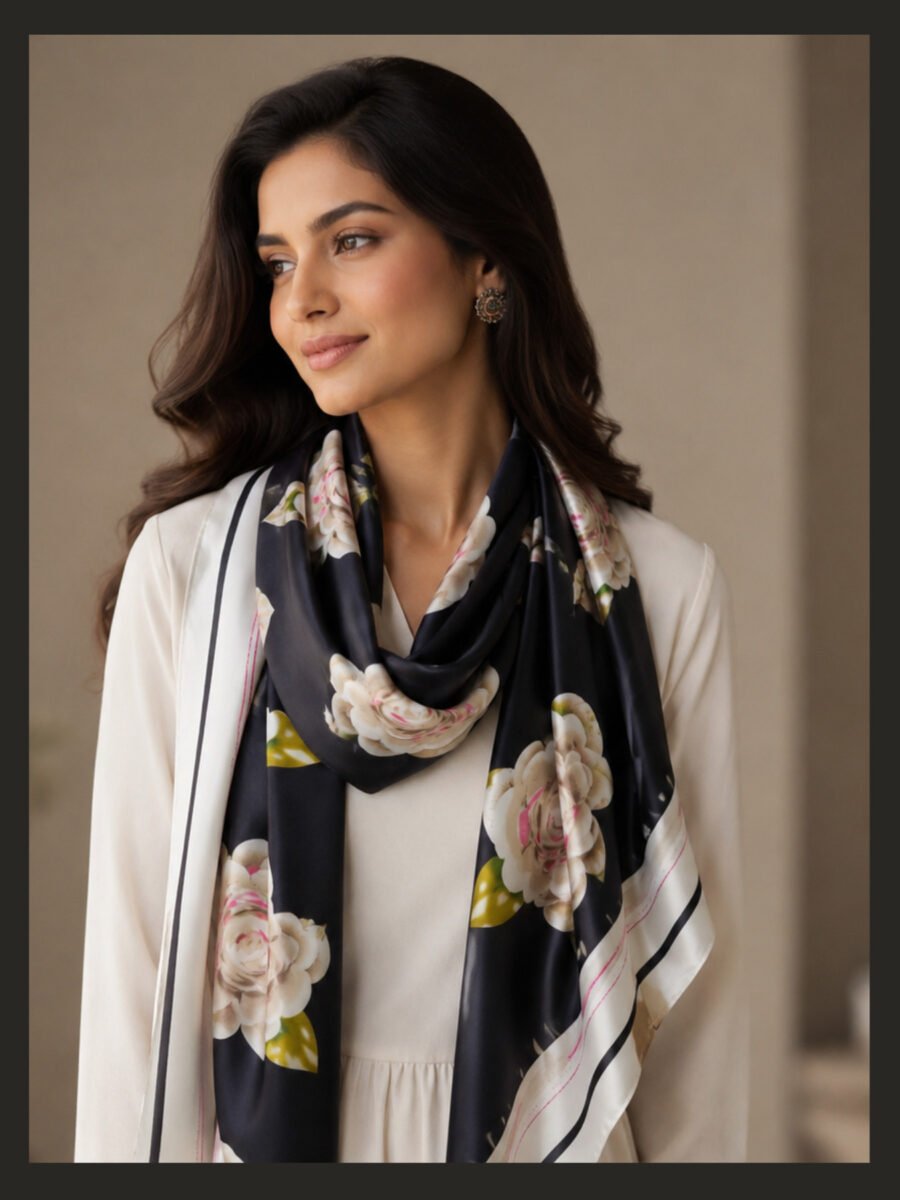 Blessed Signature Scarf – Black Regal Bloom - Image 3