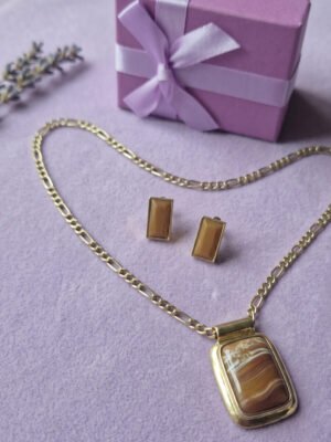 Brown Stone Pendant Set
