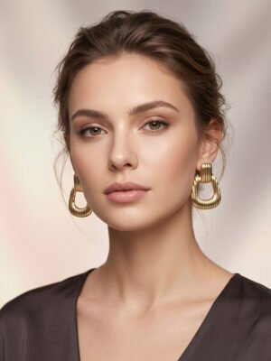 Golden Textured Earrings
