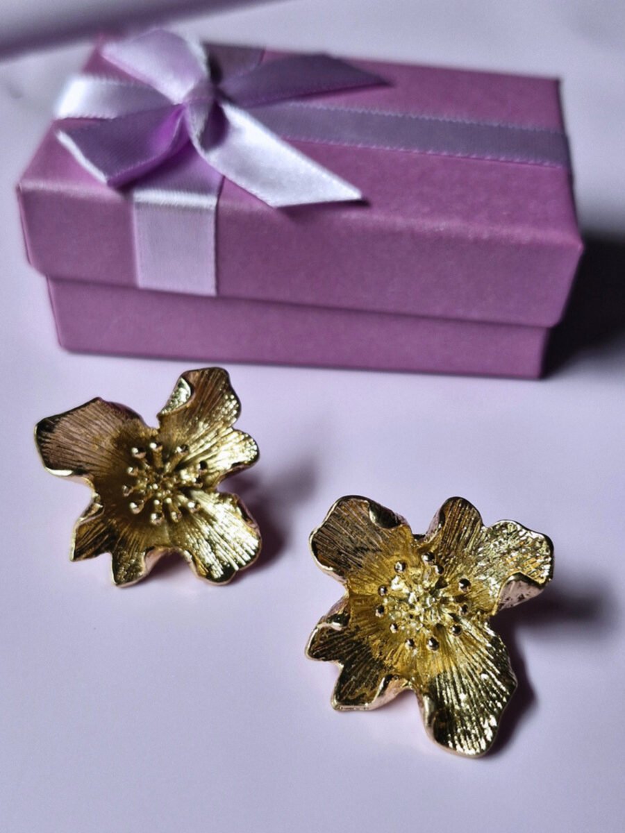Golden Flower Earrings - Image 3