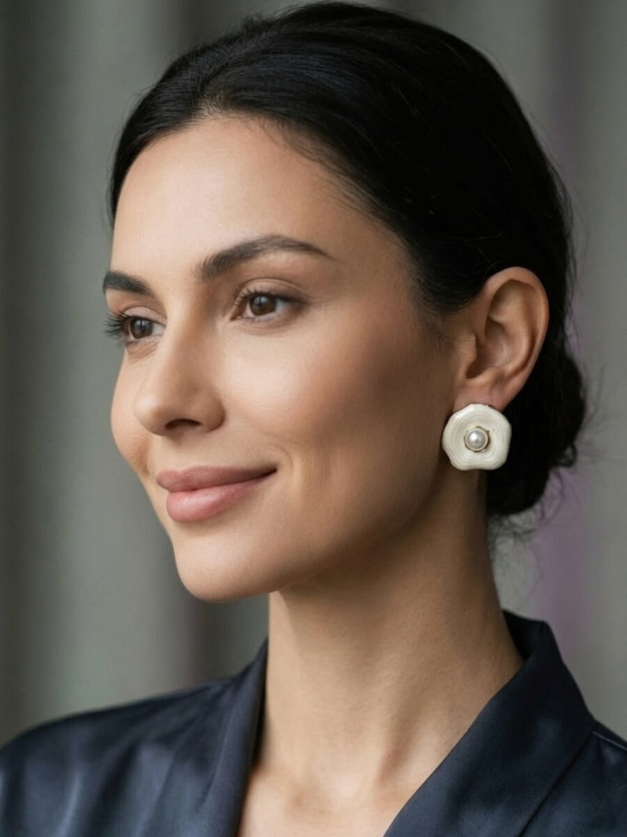 Pearl Petal Earrings - Image 2