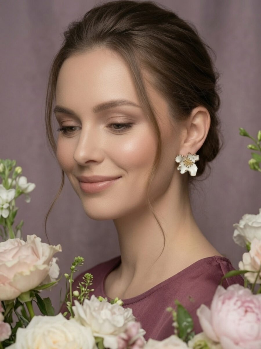 Ivory Bloom Earrings - Image 4