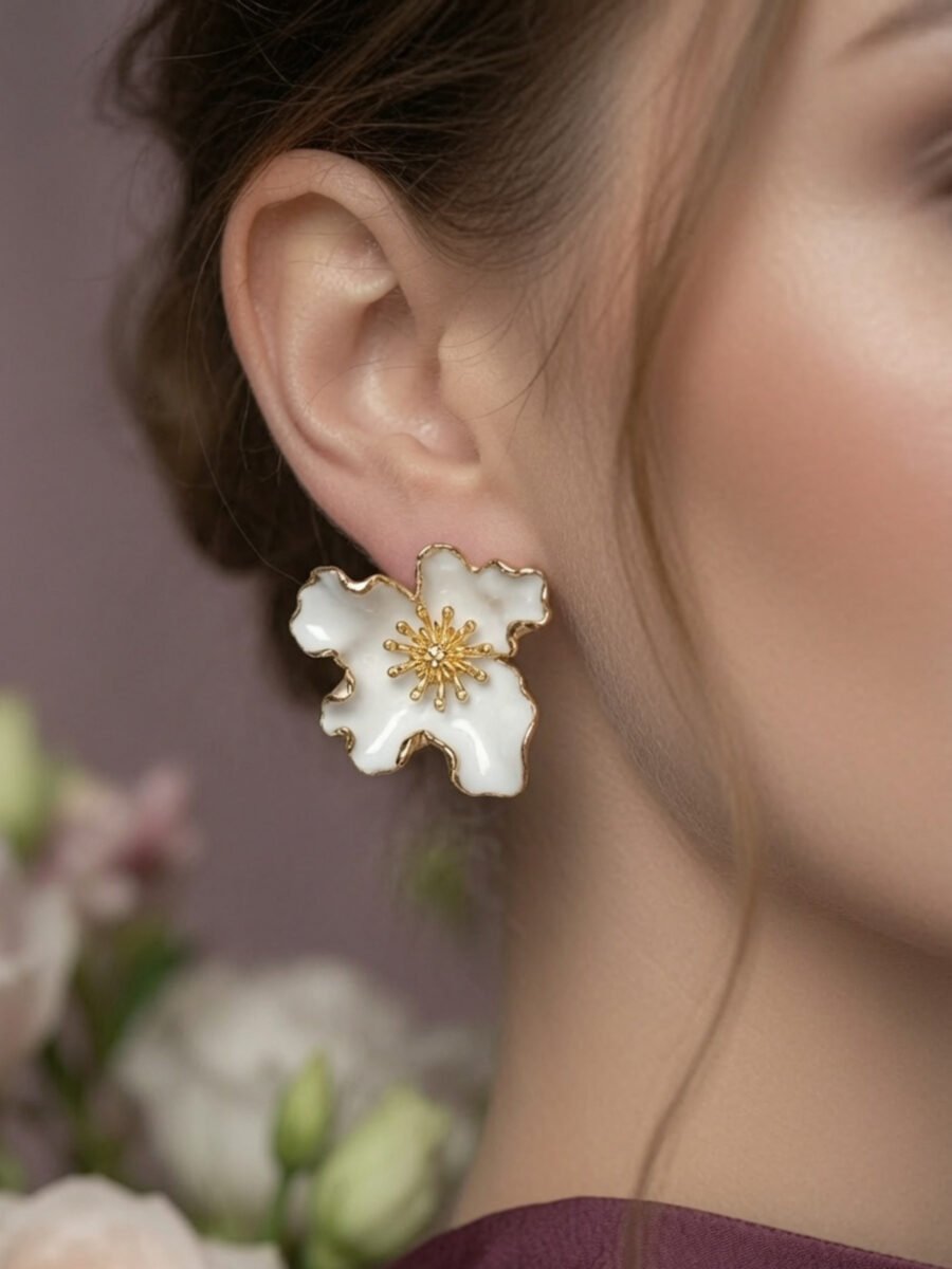 Ivory Bloom Earrings - Image 2