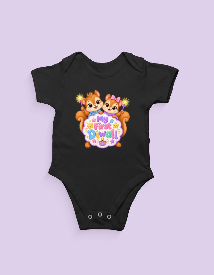 Happy Squirrels First Diwali Baby Romper - Image 4