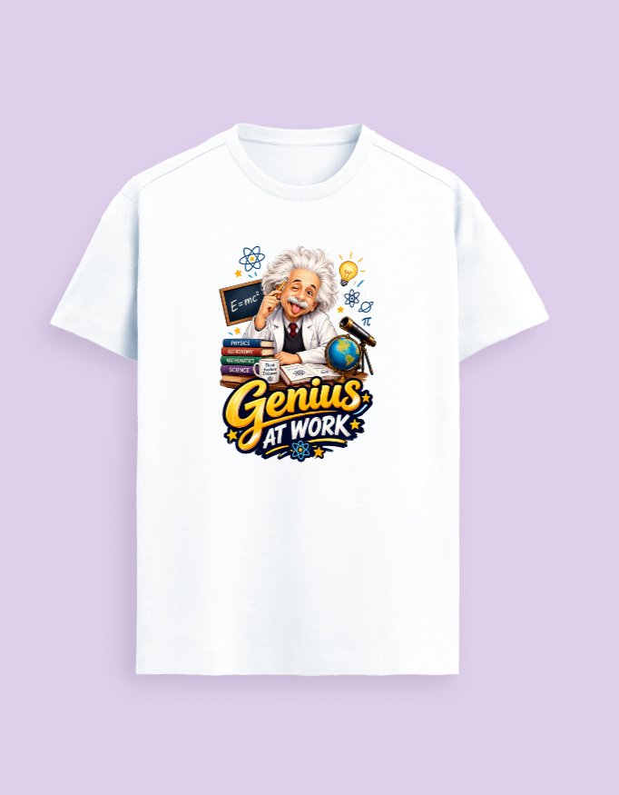 Genius Einstein at Work Unisex T-Shirt - Image 5